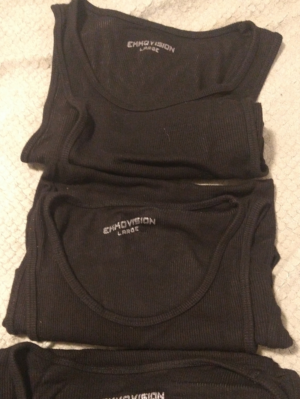 EKKOVISION Black Ribbed Tank Top 3 Pk
